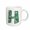White, variant on 3drose, Cute Green Four Leaf Clover Curly Cue Monogram Initial H, 11oz Mug