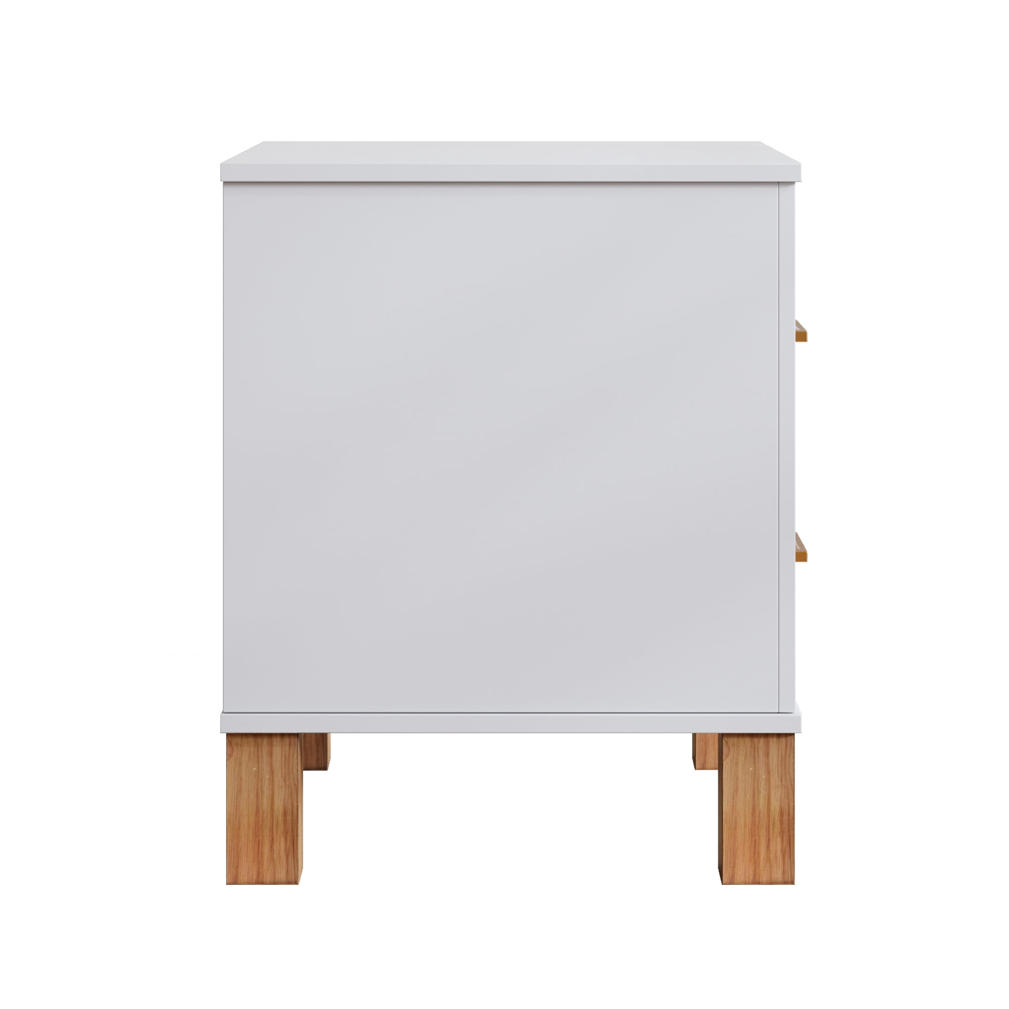 Leumius Nightstand for Bedroom,Wood Bedside Table with 2 Drawer & Solid Wood Legs,Small Storage Cabinet for Living Room,White