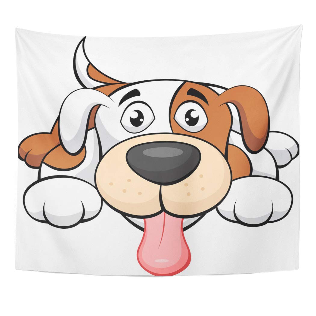 ZEALGNED Brown Tongue Cute Dog Cartoon Play Puppy Mouth Wall Art