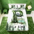 thumbnail image 5 of meiyoeat Retro Camper Kids Bed Sheets For Boys,Happy Camping Letter P Theme Full Size Sheets,4pcs,1 Flat Sheet,1 Fitted Sheet and 2 Pillowcases, 5 of 6