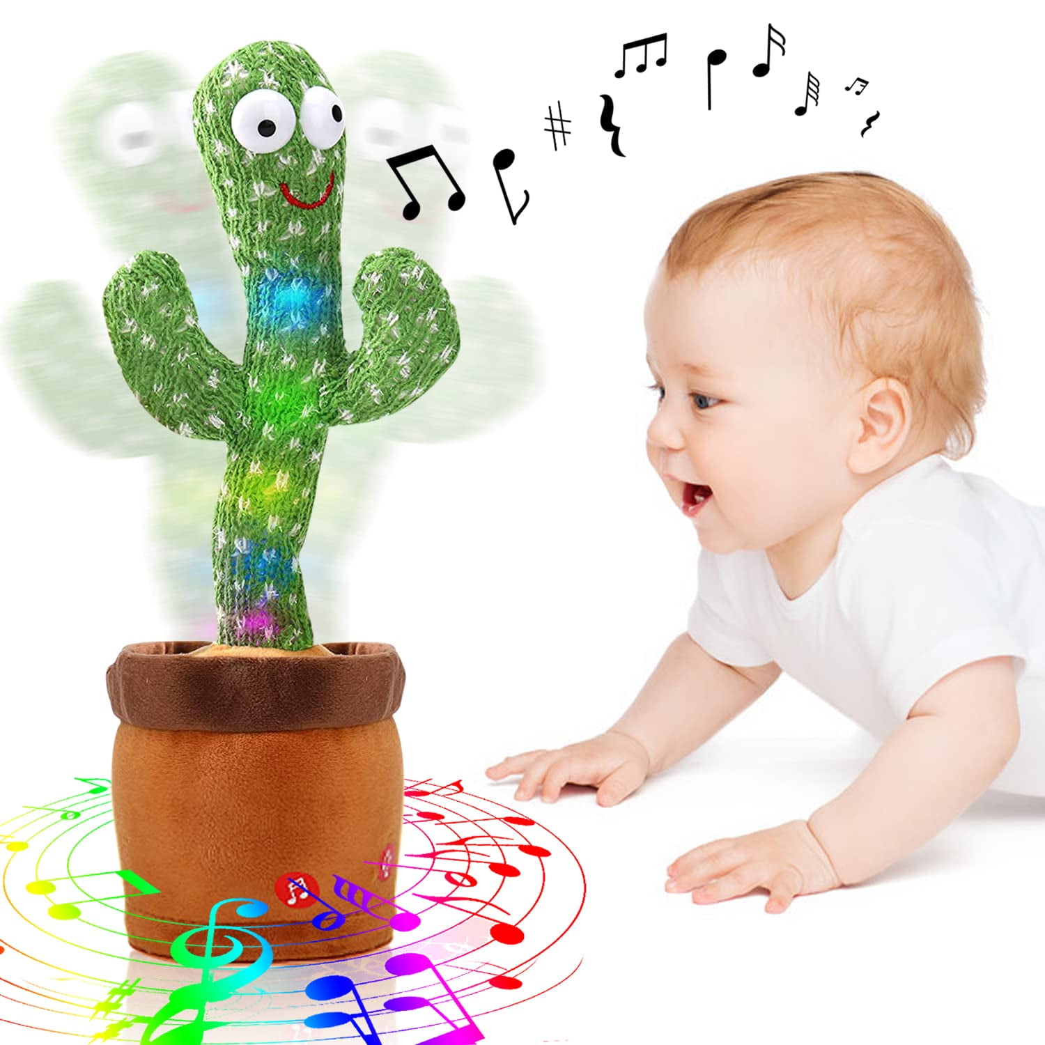 Singing Talking Cactus Toy - Repeats What You Say, 60 Songs, Dancing With Lights, Gift For Kids 3-6 Years