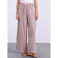 thumbnail image 2 of DARING DIVA Women's Stripe Casual Drawstring Wide Leg High Waist Pants S Pink, 2 of 6