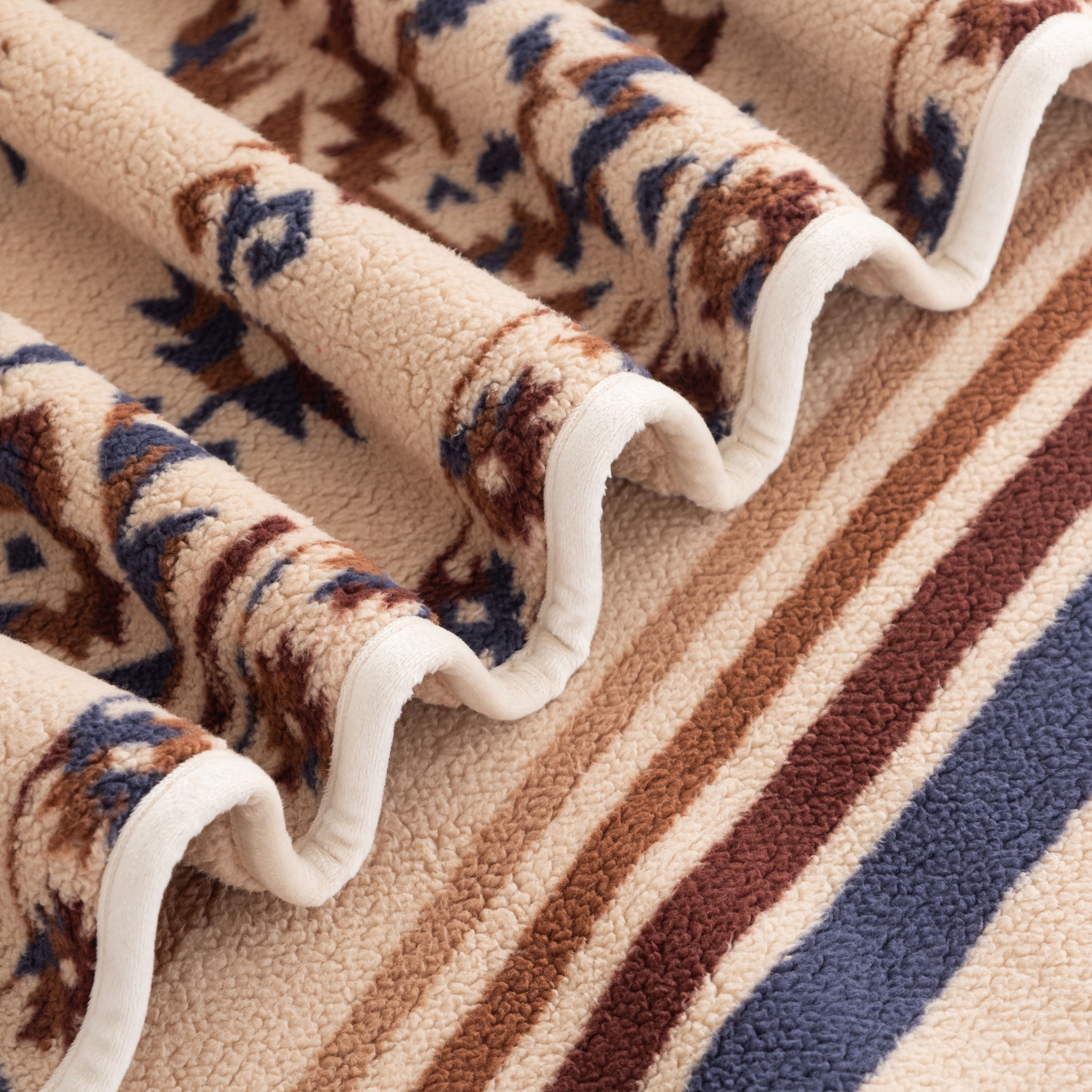 Berkshire Life Reversible Printed Hampshire Soft Throw Blanket, Aztec Stripe