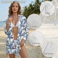 thumbnail image 6 of Xoenoiee Tropical Palm Tree Print Bathing Suit Cover Up for Women V Neck Button Down Swimsuit Coverup Long Sleeve Beach Dress Shirt Casual Blouse Top, XL, 6 of 7