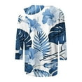 thumbnail image 4 of ICHUANYI Clearance Women's Fashion Printed Loose T-shirt Mid-length 3/4 Sleeves Blouse Round Neck Casual Tops(Blue, XL) ICHUANYI WER2023081404825, 4 of 5