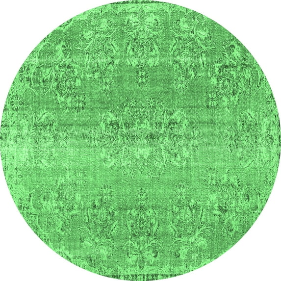 Ahgly Company Indoor Round Persian Emerald Green Traditional Area Rugs, 4' Round