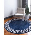 thumbnail image 2 of Unique Loom Athens Border Design Area Rug Round 8' x 8' Navy Blue/Beige, 2 of 4