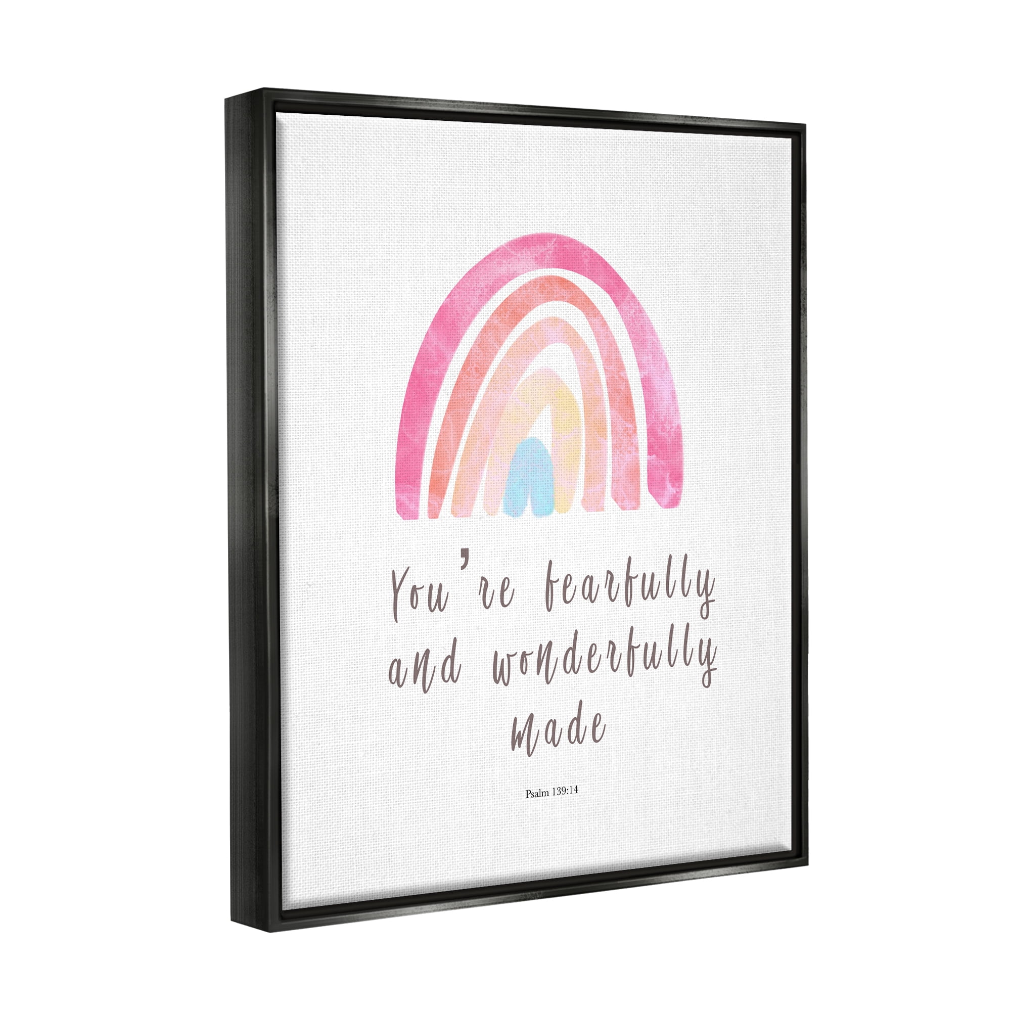 Stupell Industries Psalm 139:14 Rainbow Religious Painting Black Floater Framed Art Print Wall Art, 25 x 31