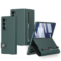 for Samsung Galaxy Z Fold 7 Case with Stylus Holder, Luxury PU Leather Hard PC Flip Magnetic Buckle All-Inclusive Drop Protection for Samsung Galaxy Z Fold 7 with Screen Protector, Green