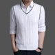 thumbnail image 4 of Chaleco de cuello en V negro Chalecos de punto de color sólido para hombres Suéter de moda coreana para otoño e invierno para hombre Suéter de cable abierto Ropa popular, 4 of 5