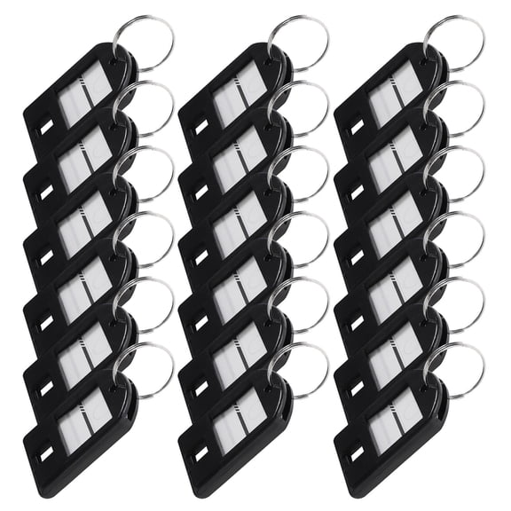GOOHOCHY 50 Pcs Key Label Labels Ring Tags Lanyards for Keys Numbered Black
