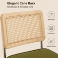 thumbnail image 3 of Dining Chairs Set of 2, PAPROOS Velvet Upholstered Kitchen Chairs, Mid Century Dining Room Side Chairs Sett with Cane Back and Stainless Steel Chrome Legs for Kitchen Living Room, Olive Green, 3 of 11