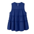 thumbnail image 6 of Mifsaly Linen Tank Tops for Women Tiered Ruffle Tunic Sleeveless Shirts Lightweight Elegant Boho Vacation Summer Pleated Tees Navy,L, 6 of 7