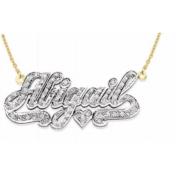 Personalized 1/4 Carat Diamond Nameplate Pendant Necklace 14K 14K White or 14K Yellow Gold.  Special Order, Made to Order. PNK060Y