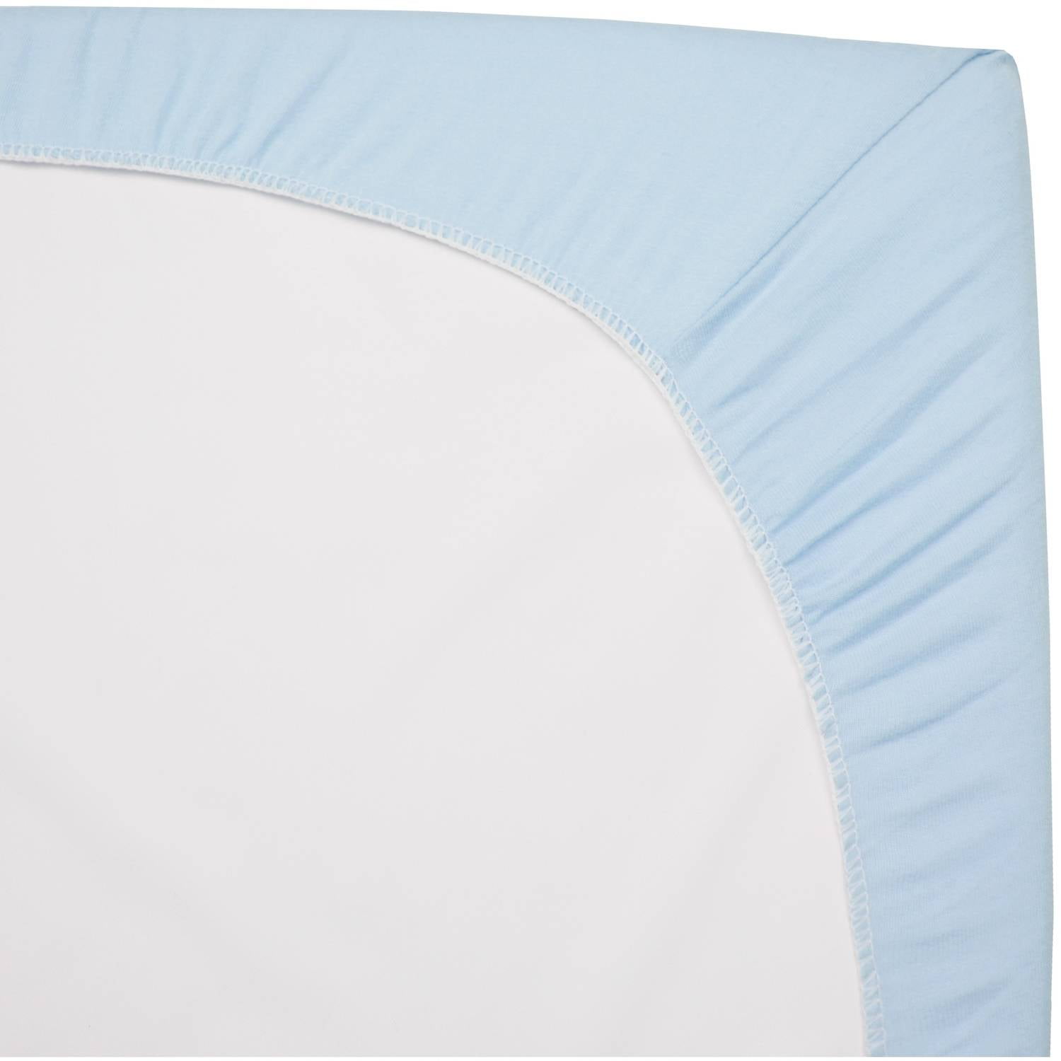 American Baby Company 2 Pack 100% Natural Cotton Fitted Mini Crib Sheets 38" x 24" - Soft & Breathable Small Nesting Portable Sheets, Fits Pack N Play Mattresses, Blue, for Boys & Girls