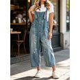 thumbnail image 3 of Sleeveless Women Casual Denim Jumpsuit Loose Wide Leg Jeans Oversall Bib Pants, 3 of 6