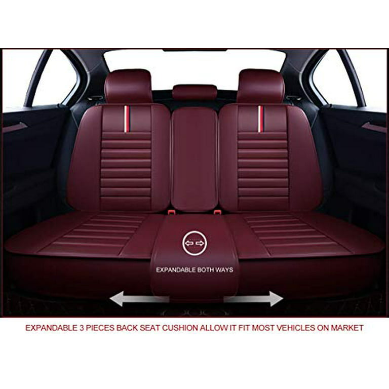 OASIS AUTO Leather Car Seat Covers, Faux Leatherette Automotive Vehicle  Cushion Cover for Cars SUV Pick-up Truck Universal Fit Set for Auto  Interior Accessories (OS-001 Full Set, Burgundy) 