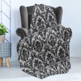 thumbnail image 4 of Baroque Soft Flannel Fleece Blanket, Vintage Lace Style Pattern of Antique Victorian Motifs Renaissance Influences, Cozy Plush for Indoor and Outdoor Use, 60" x 80", Black and White, by Ambesonne, 4 of 5