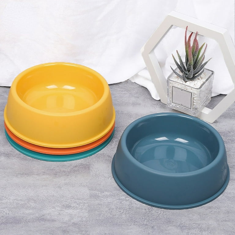 2pcs Holder Candy-Color Puppy Food Bowl Cat Dog Blue Feeder Slip Pet Cats Plastic-Dog Raised Plastic Water Small Spill Feeding for Dish Round Bowls