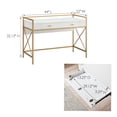 thumbnail image 6 of Leick Home Claudette Mixed Metal and Wood Computer Desk, White/Satin Gold, 6 of 16