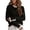 Black, variant on Dpjklzsn Women's Cotton Knit Crewneck Sweater, Lace Trim Long Sleeve Pullover with Decorative Button Cuffs