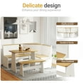 thumbnail image 4 of Koby Home Breakfast Nook Table Set, Corner Dining Table with L-Shape Bench Chairs, Farmhouse Kitchen Dining Nook White Wood, 4 of 6