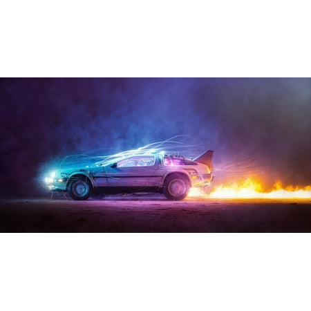 Wall Art Impressions 24x12in Photo Paper Back to the Future 1981 DeLorean DMC-12 time machine