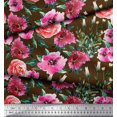thumbnail image 3 of Soimoi polyester Crepe Fabric Leaves & Rose Flower Printed Fabric 1 Yard 42 Inch Wide, 3 of 3