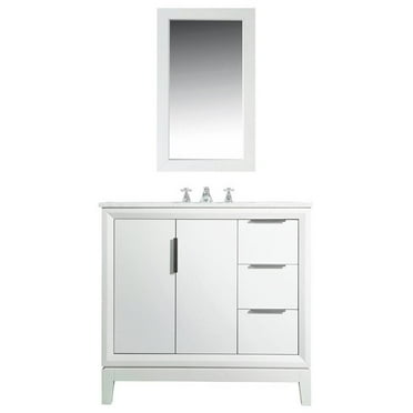 Water Creation Elizabeth 36" Wood Single Bathroom Vanity in Pure White/Chrome