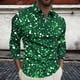 thumbnail image 1 of Blusa y camisa de manga larga con cuello vuelto para hombre, jersey de solapa de manga larga con cremallera, blusa informal con estampado BlingBling a la moda para hombre, poliéster, 1 of 5