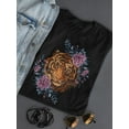thumbnail image 3 of Tiger With Purple Flowers T-Shirt Women -Image by Shutterstock, Female x-Large, 3 of 4