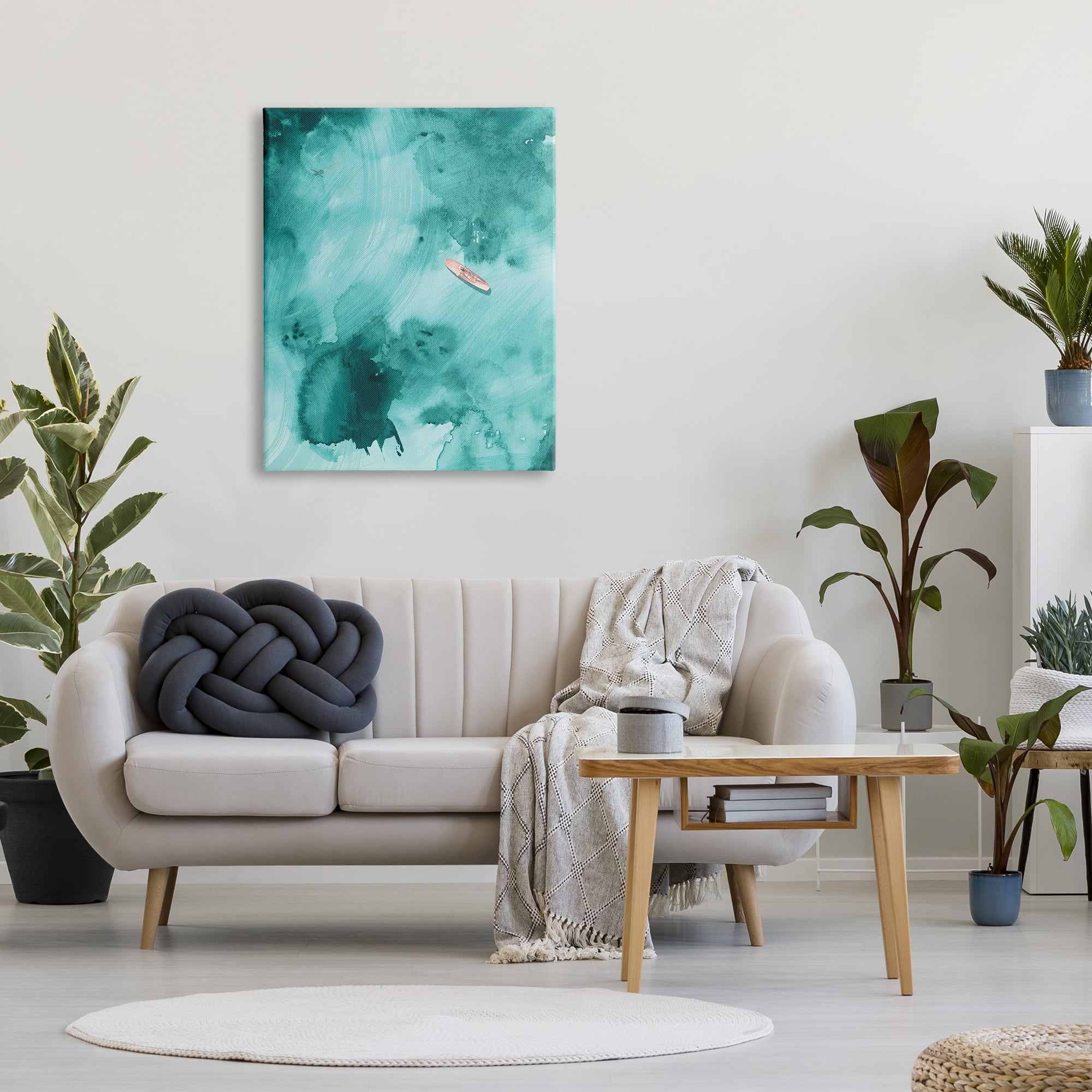 Stupell Industries Surfer Floating On Abstract Green Blue Water, 30 x 40, Designed by Jennifer Paxton Parker