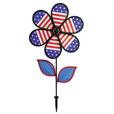 In the Breeze Mylar Rainbow Flower Pinwheel with Leaves - Assorted 2 Tone Color Spinners - 8