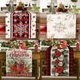 thumbnail image 2 of Christmas Table Runner, Red Black Buffalo Plaid Check snowflak Seasonal Winter Dinner Scarf , Holiday Dresser Scarves Tablerunner,Farmhouse Xmas Kitchen Coffee/Dining Living Room Table Decoration, 2 of 5