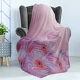 thumbnail image 4 of Floral Soft Flannel Fleece Throw Blanket, Sunny Hazy Dahlia Flower Background Nature Essence Fragrance Beauty Image, Cozy Plush for Indoor and Outdoor Use, 60" x 80", Baby Pink Lavender, by Ambesonne, 4 of 5