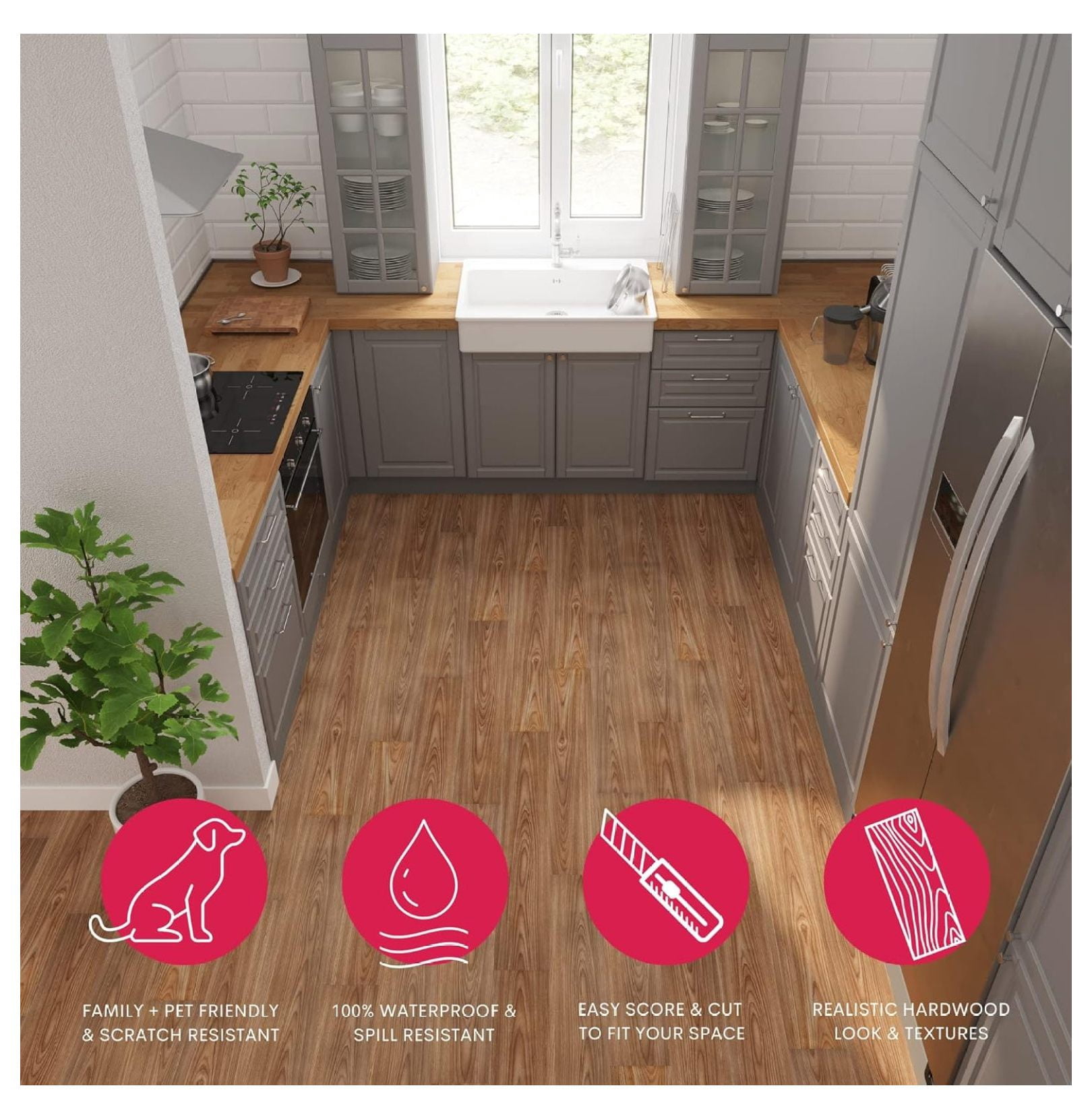 Luxury Vinyl Floor Tiles-Peel & Stick Adhesive Flooring for DIY Installation-Sample Wood-Look Plank-6 inch x 12 inch