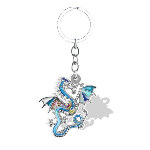 Llaveros colgantes de resina de dinosaurio para hombre, accesorio de acrílico 2D de dragón malvado, herramienta de llavero de Animal, joyería QDW615, 2022