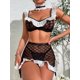 thumbnail image 4 of Conjunto de tres piezas de traje de mucama de malla transparente al estilo de celebridades de Europa y Estados Unidos, 4 of 5