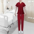 thumbnail image 1 of Conjunto de uniformes exfoliantes Yinane Ropa de trabajo Rojo XL Uniforme de enfermera, 1 of 8
