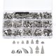thumbnail image 1 of Picos y remaches de forma mixta, kit de 270 conjuntos de remaches de cuero, plateado, 1 of 7