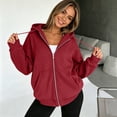 thumbnail image 6 of Oversized Zip Up Hoodie Women Casual Long Sleeve Sweatshirt Fall Winter Track Jackets, 6 of 7