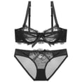 thumbnail image 1 of Kyusrd Full Coverage Bra Set For Women Adjustable Strap Traceless Without Steel Ring Gathering Push Up Comfortable Nursing Bra Transparent Embroidered Breathable Sexy Lace Plus Size Bra Set, 1 of 2