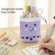 thumbnail image 4 of Organizador Estuche para lápices, bolsa de papelería de pie, organizador de lunares con cara sonriente para niños (morado) Likrtyny Libre de BPA, 4 of 7