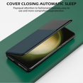 thumbnail image 6 of for Samsung Galaxy S23 Ultra Case Clear View S23 Ultra Case with Card Slot Kickstand Leather Flip Hard PC Shockproof Protective Phone Case Cover for Samsung Galaxy S23 Ultra 5G (Green), 6 of 8