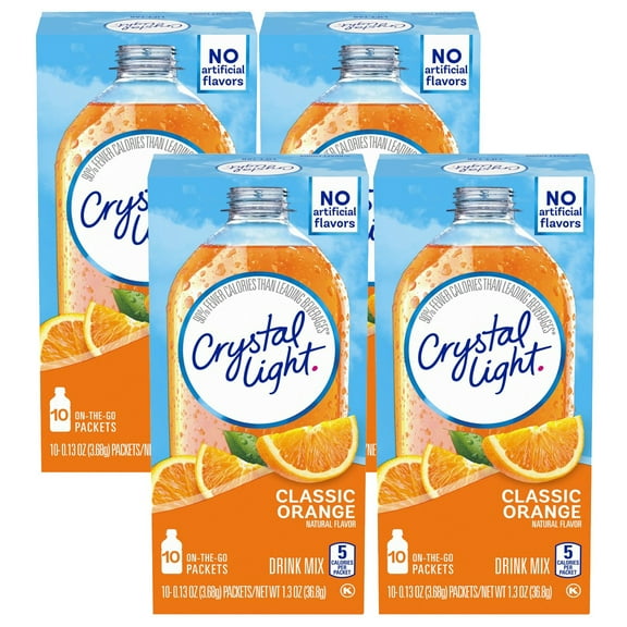 Crystal Light Classic Orange Powdered Drink Mix, 10 ct - 0.13 oz Packets (Pack - 4)