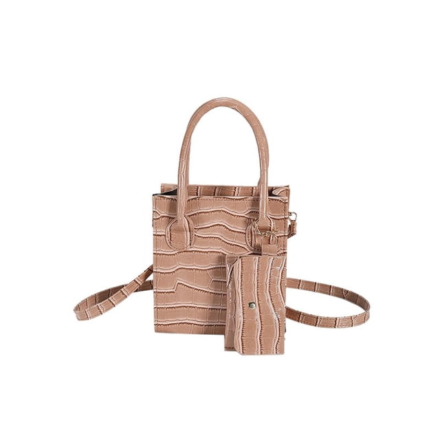 Bolso bandolera para mujer Bolso de hombro con patrón de cocodrilo de cuero PU con monedero (Caqui) Likrtyny Para Estrenar