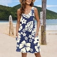 thumbnail image 4 of Njoeus Summer Dresses for Women 2024 Boho Floral Print Beach Cover Up Women Sleeveless Tank Mini Dress Casual Loose Sundress with Pockets, 4 of 7