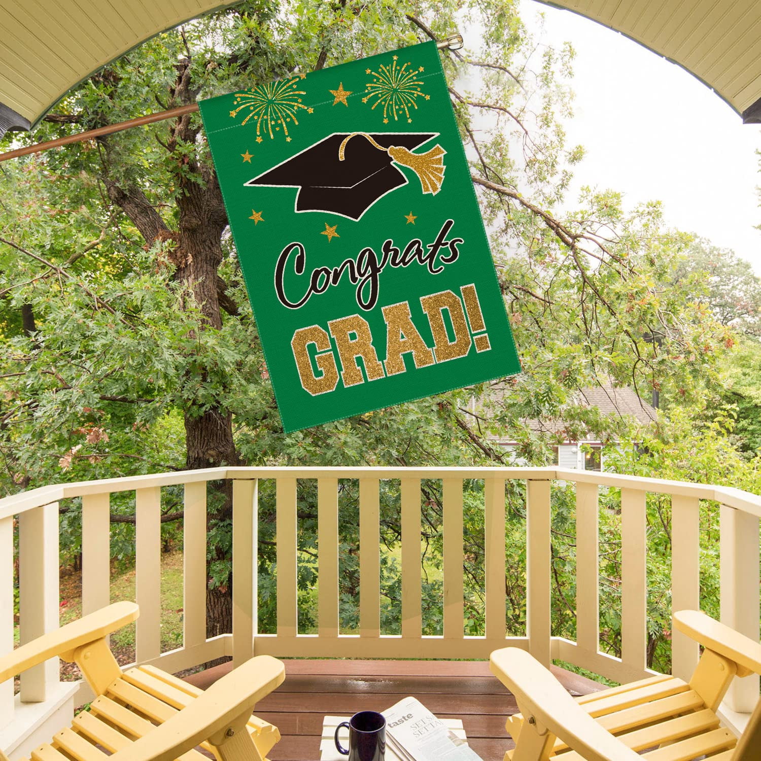 2026 Graduation Garden Flag Congratulations Graduation Ceremony Courtyard Outdoor Decoration 12 x 18 inches Graduation Diploma Hat Graduation Decoration