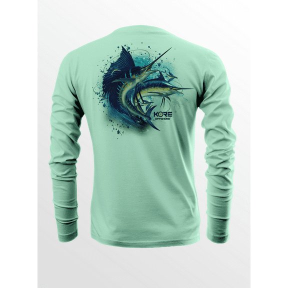 KORE Offshore Men's Long Sleeve UPF50  Dri-All-Day Sunblock Fishing Shirt - SPLASH