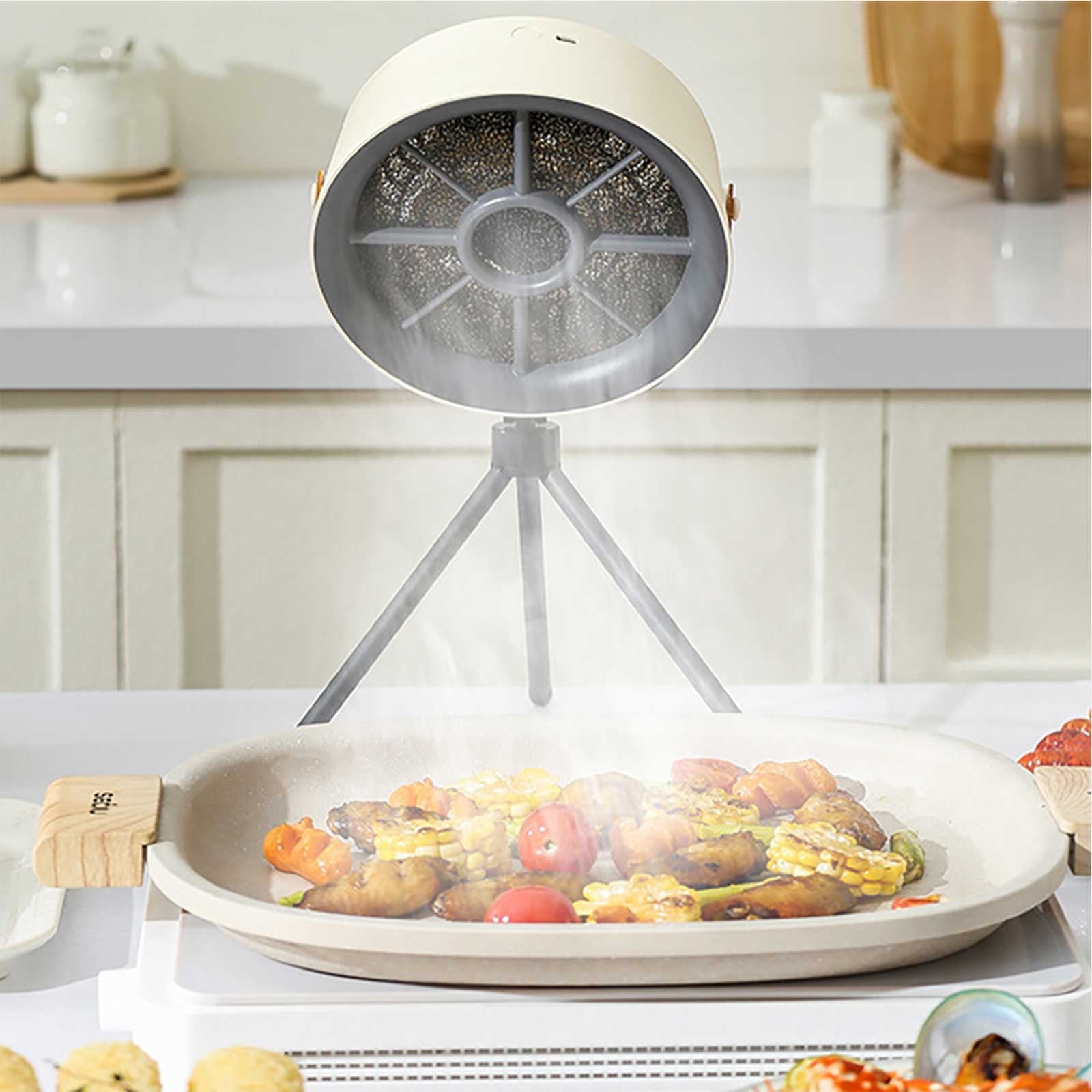 COM1950s Portable Range Hood for Camping and Indoor Bbq,Tabletop Ventilation Fan with 1200M³/Hr Suction,Low Noise 57Db,Detachable Oil Filter & Rechargeable Battery,Lightweight Kitchen Smoke Absorber